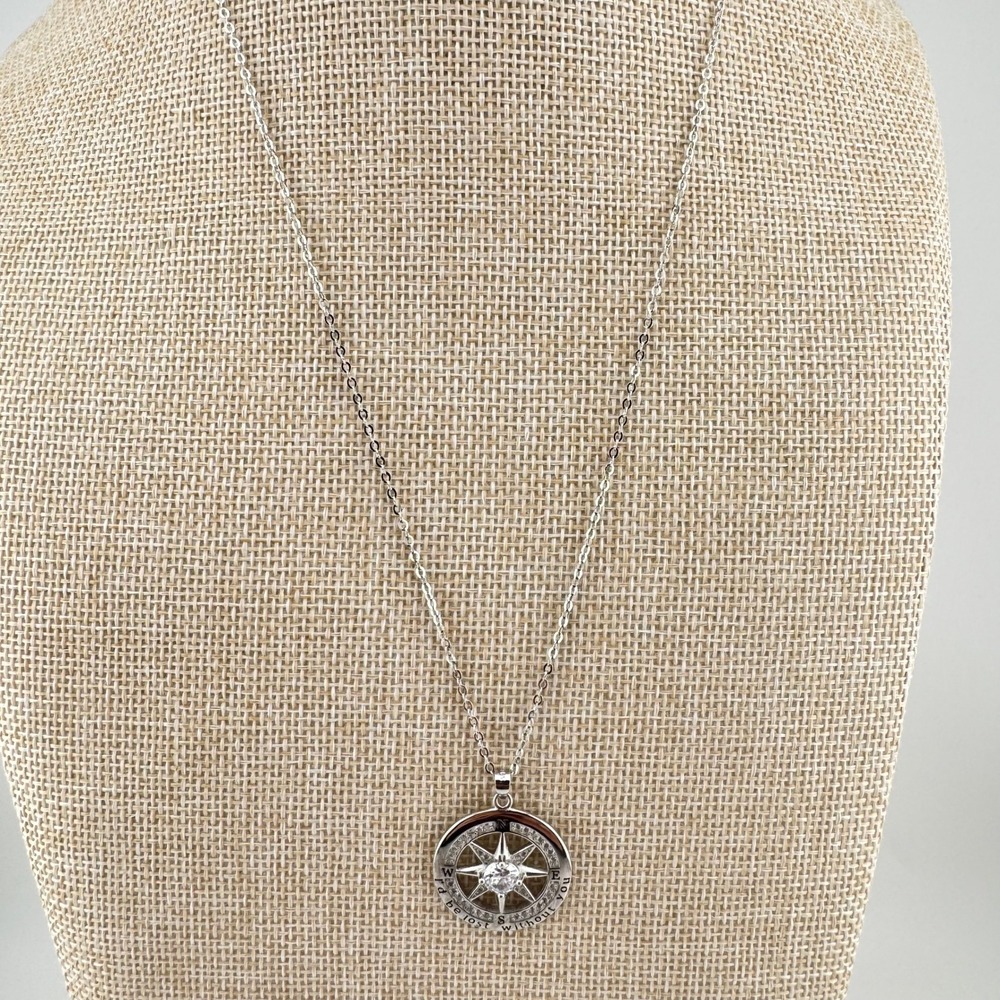 925 Sterling Silver Compass Necklace "I'd Be Lost Without You" Gift Box